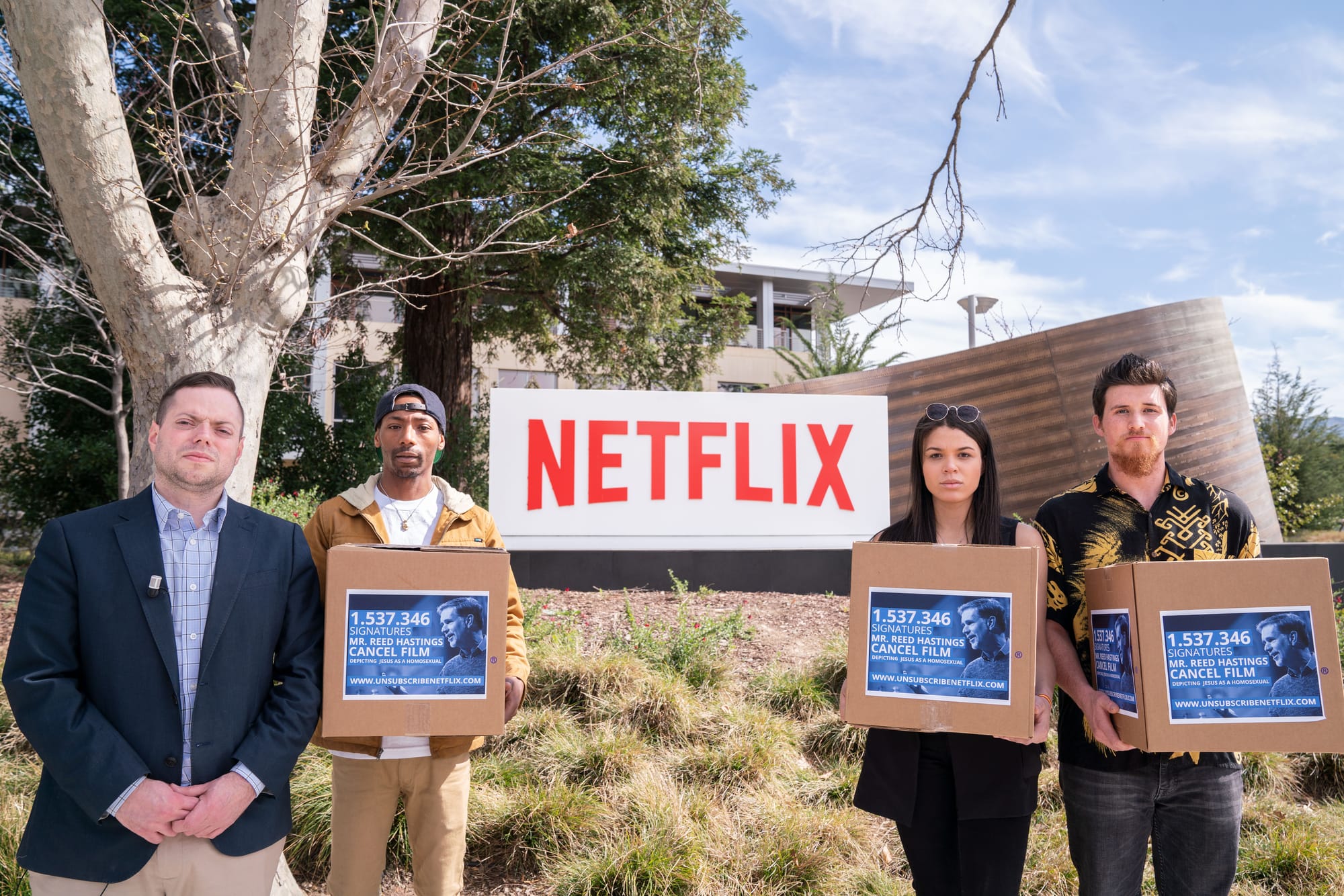 2020.03.06 Performance outside the Netflix HQ in Los Gatos, California #UnsubscribeNetflix