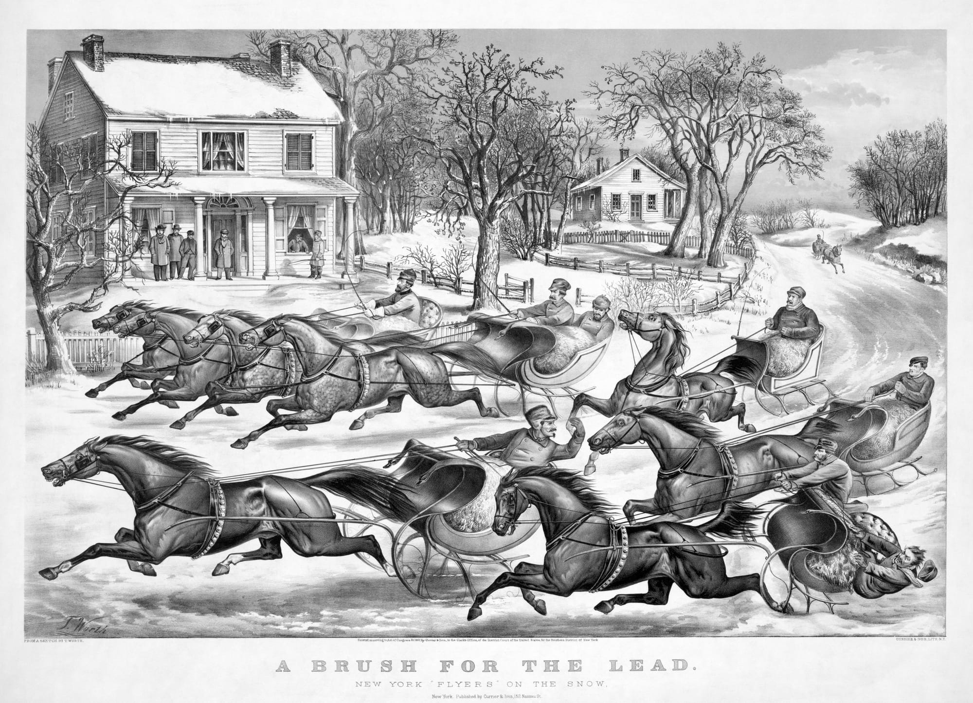 A brush for the lead: New York "Flyers" on the snow. 1 print : lithograph.