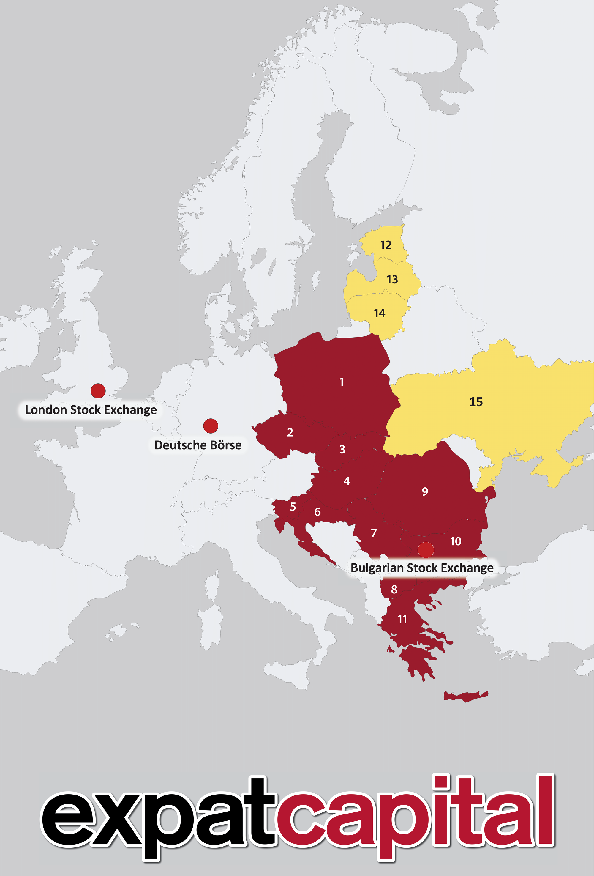 Countries in Central and Eastern Europe where ETFs on tne main local equity indices exist and are available to international investors through listings on major European exchanges like Xetra.