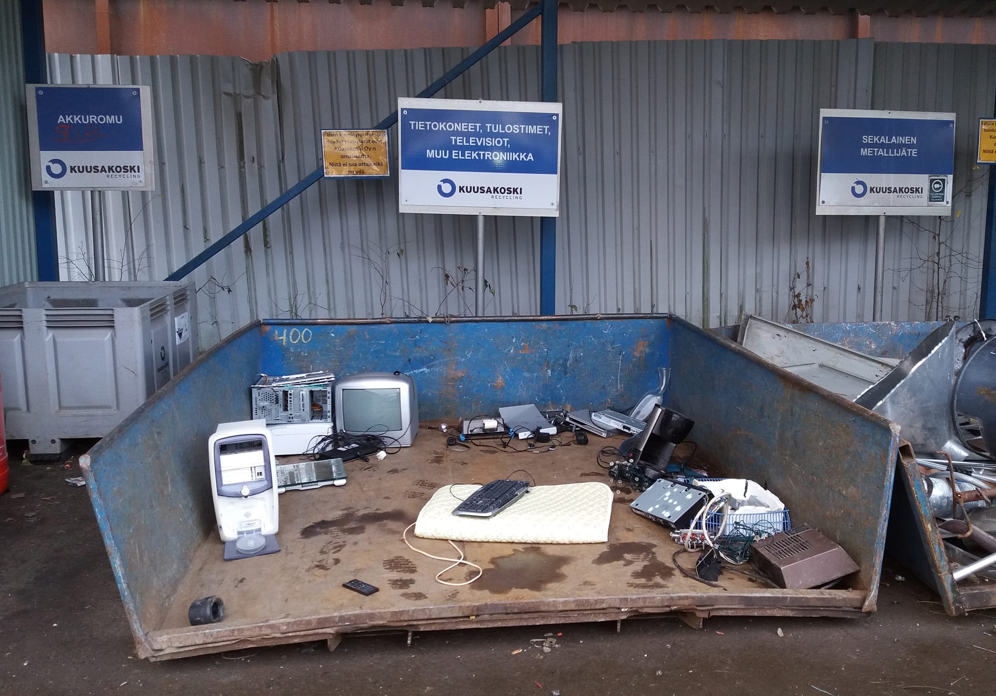 Electronic waste in Kuusakoski recycling, Jyväskylä.