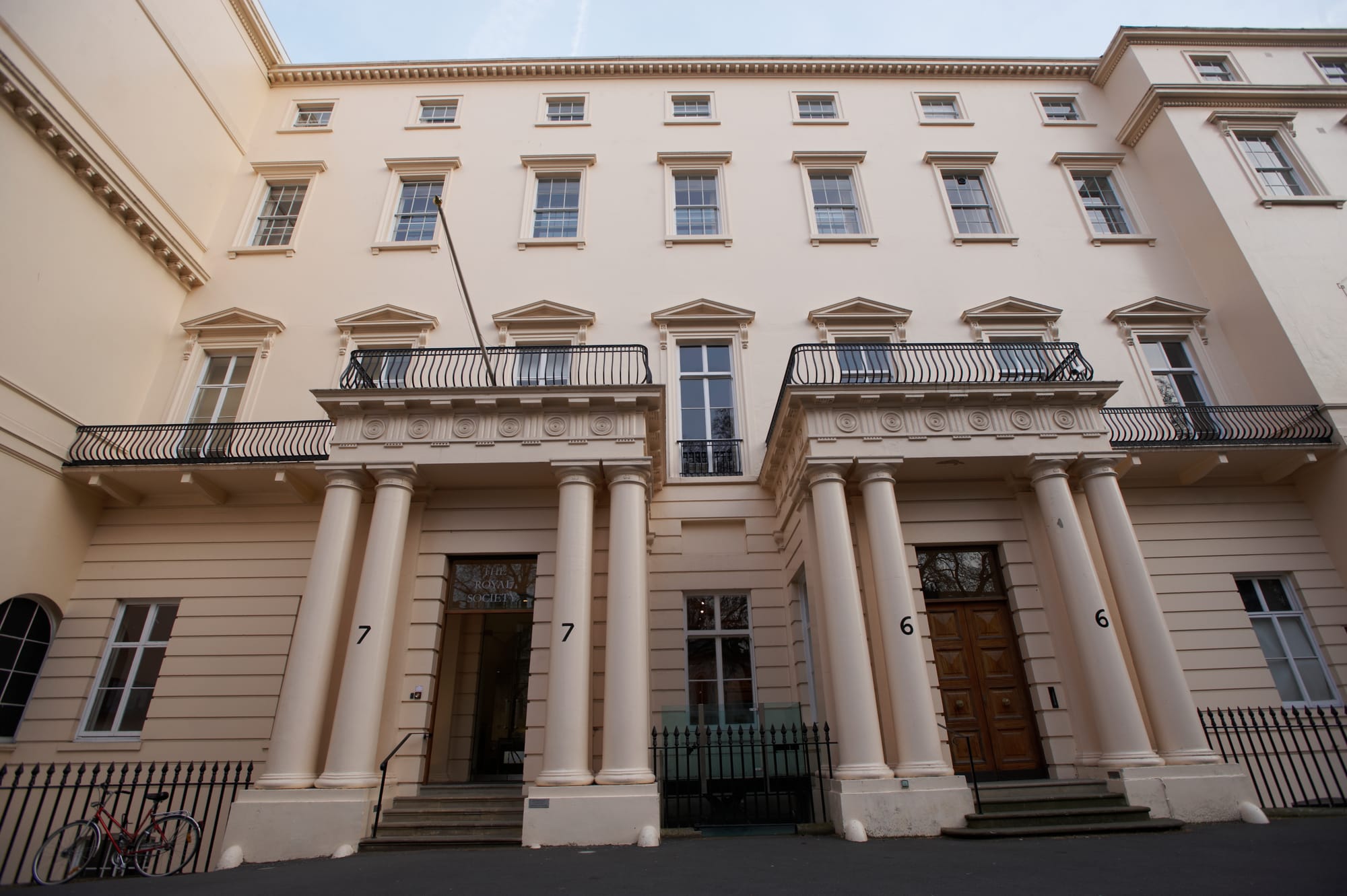 Entrance to The Royal Society, 7-9 Carlton House Terrace, London

 This file is licensed under the Creative Commons Attribution-Share Alike 3.0 Unported license.Attribution: The Royal Society
You are free:
to share – to copy, distribute and transmit the work
to remix – to adapt the work
Under the following conditions:
attribution – You must give appropriate credit, provide a link to the license, and indicate if changes were made. You may do so in any reasonable manner, but not in any way that suggests the licensor endorses you or your use.
share alike – If you remix, transform, or build upon the material, you must distribute your contributions under the same or compatible license as the original.https://creativecommons.org/licenses/by-sa/3.0CC BY-SA 3.0 Creative Commons Attribution-Share Alike 3.0 truetrue
&nbsp;

.mw-parser-output .messagebox{margin:4px 0;width:auto;border-collapse:collapse;border:2px solid var(--border-color-progressive,#6485d1);background-color:var(--background-color-neutral-subtle,#fbfcff);color:var(--color-base,#202122);box-sizing:border-box;border-inline-start-width:8px}.mw-parser-output .messagebox.mbox-small{font-size:88%;line-height:1.25em}.mw-parser-output .mbox-warning,.mw-parser-output .mbox-speedy{border:2px solid var(--border-color-error,#b22222);background:var(--background-color-error-subtle,#ffdbdb);border-inline-start-width:8px}.mw-parser-output .mbox-serious,.mw-parser-output .mbox-delete,.mw-parser-output .mbox-stop{border:2px solid var(--border-color-error,#b22222);border-inline-start-width:8px}.mw-parser-output .mbox-issue,.mw-parser-output .mbox-content{border:2px solid #f28500;background:var(--background-color-warning-subtle,#ffe);border-inline-start-width:8px}.mw-parser-output .mbox-query,.mw-parser-output .mbox-style{border:2px solid #f4c430;background:var(--background-color-warning-subtle,#ffe);border-inline-start-width:8px}.mw-parser-output .mbox-shit{border:2px solid #960;border-inline-start-width:8px}.mw-parser-output .mbox-license{border:2px solid #88a;border-inline-start-width:initial}.mw-parser-output .mbox-legal{border:2px solid var(--border-color-notice,#666);background:var(--background-color-base,#fff);border-inline-start-width:8px}.mw-parser-output .mbox-honor{border:2px solid #ca3;background:var(--background-color-warning-subtle,#fcf4db);border-inline-start-width:8px}.mw-parser-output .mbox-growth{border:2px solid #8d4;background:var(--background-color-success-subtle,#d5fdf4);border-inline-start-width:8px}.mw-parser-output .mbox-move{border:2px solid #93c;border-inline-start-width:8px}.mw-parser-output .mbox-protection,.mw-parser-output .mbox-message{border:2px solid var(--border-color-base,#aaa);border-inline-start-width:8px}.mw-parser-output .messagebox .mbox-text{border:none;padding:0.25em 0.9em;width:100%}.mw-parser-output .messagebox .mbox-image{border:none;padding:2px 0 2px 0.9em;text-align:center}.mw-parser-output .messagebox .mbox-imageright{border:none;padding:2px 0.9em 2px 0;text-align:center}.mw-parser-output .messagebox .mbox-empty-cell{border:none;padding:0;width:1px}.mw-parser-output .messagebox .mbox-invalid-type{text-align:center}@media(min-width:720px){.mw-parser-output .messagebox{margin:4px 10%}.mw-parser-output .messagebox.mbox-small{clear:right;float:right;margin:4px 0 4px 1em;width:238px}}body.skin--responsive .mw-parser-output table.messagebox img{max-width:none!important}This work is free and may be used by anyone for any purpose. If you wish to use this content, you do not need to request permission as long as you follow any licensing requirements mentioned on this page.
The Wikimedia Foundation has received an e-mail confirming that the copyright holder has approved publication under the terms mentioned on this page. This correspondence has been reviewed by a Volunteer Response Team (VRT) member and stored in our permission archive. The correspondence is available to trusted volunteers as ticket #2014062710019796.
If you have questions about the archived correspondence, please use the VRT noticeboard.
Ticket link: https://ticket.wikimedia.org/otrs/index.pl?Action=AgentTicketZoom&TicketNumber=2014062710019796
Find other files from the same ticket: