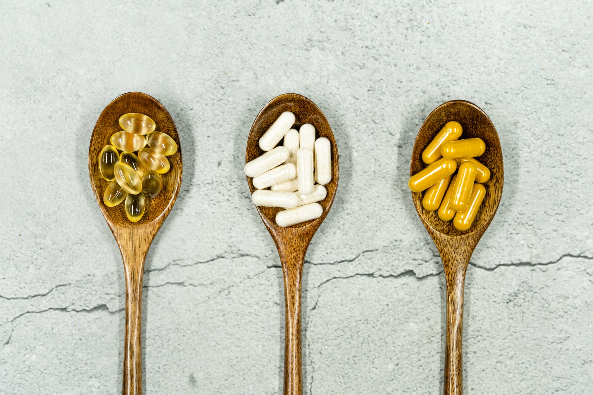 Wooden spoons containing supplements with natural ingredients. These nutraceuticals are becoming more common as people learn more about the health benefits of many natural ingredients.
Image created by Formulate Health and distributed under Creative Commons. We welcome you to use commercially or non commercially with attribution in the form of a link to the creator at formulatehealth.com/
