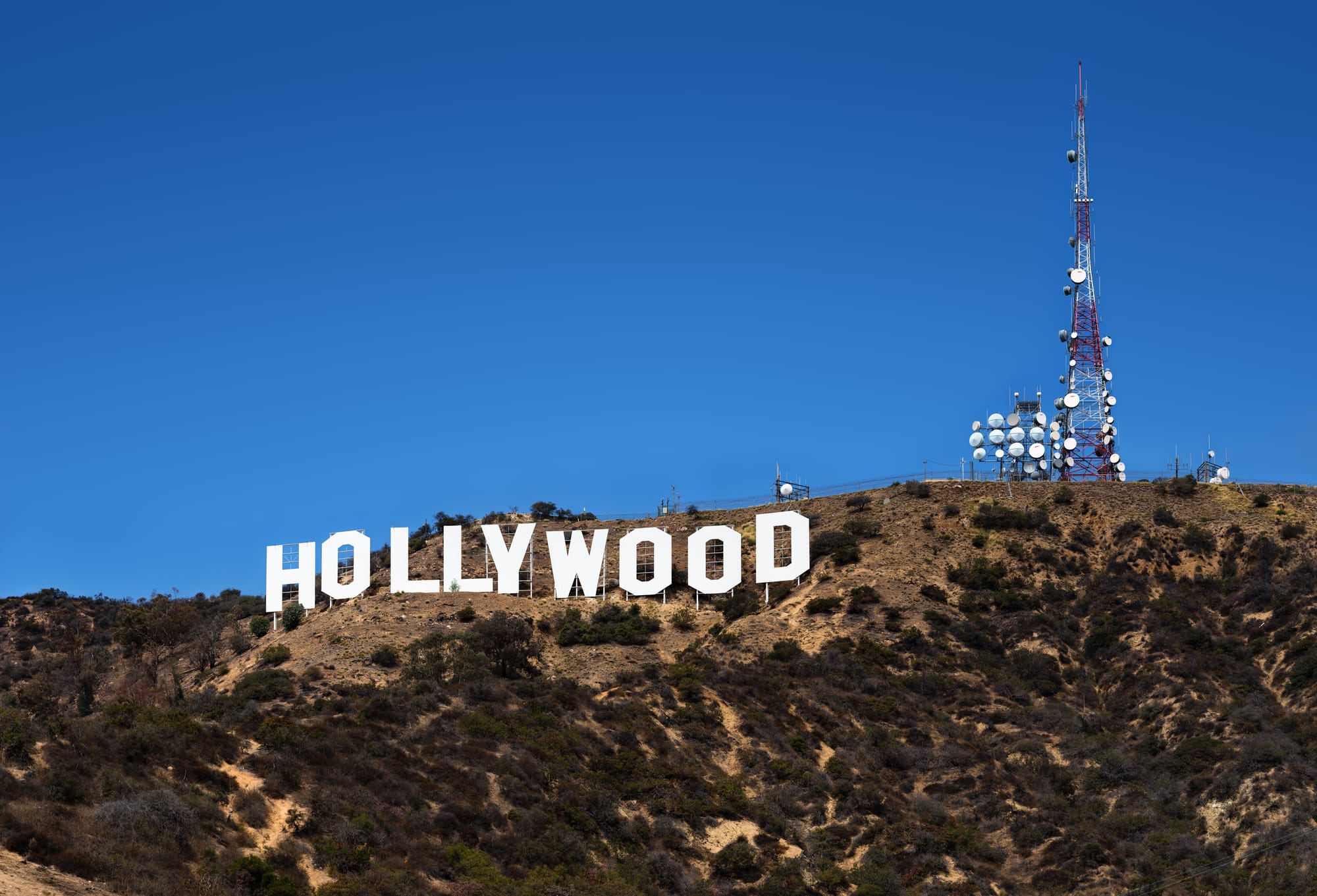 Hollywood Sign in Los Angeles, California.  This view can be seen in the Columbo tv-series episode "Ashes to Ashes" (1998).