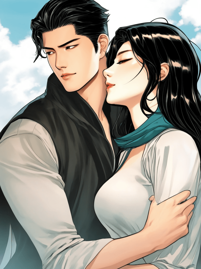 Man and woman drawn in Manhwa/webtoon artstyle by Stable Diffusion XL