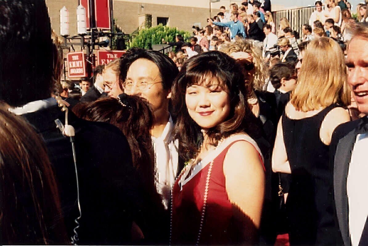 Margaret Cho on the red carpet at the Emmys 9/11/94