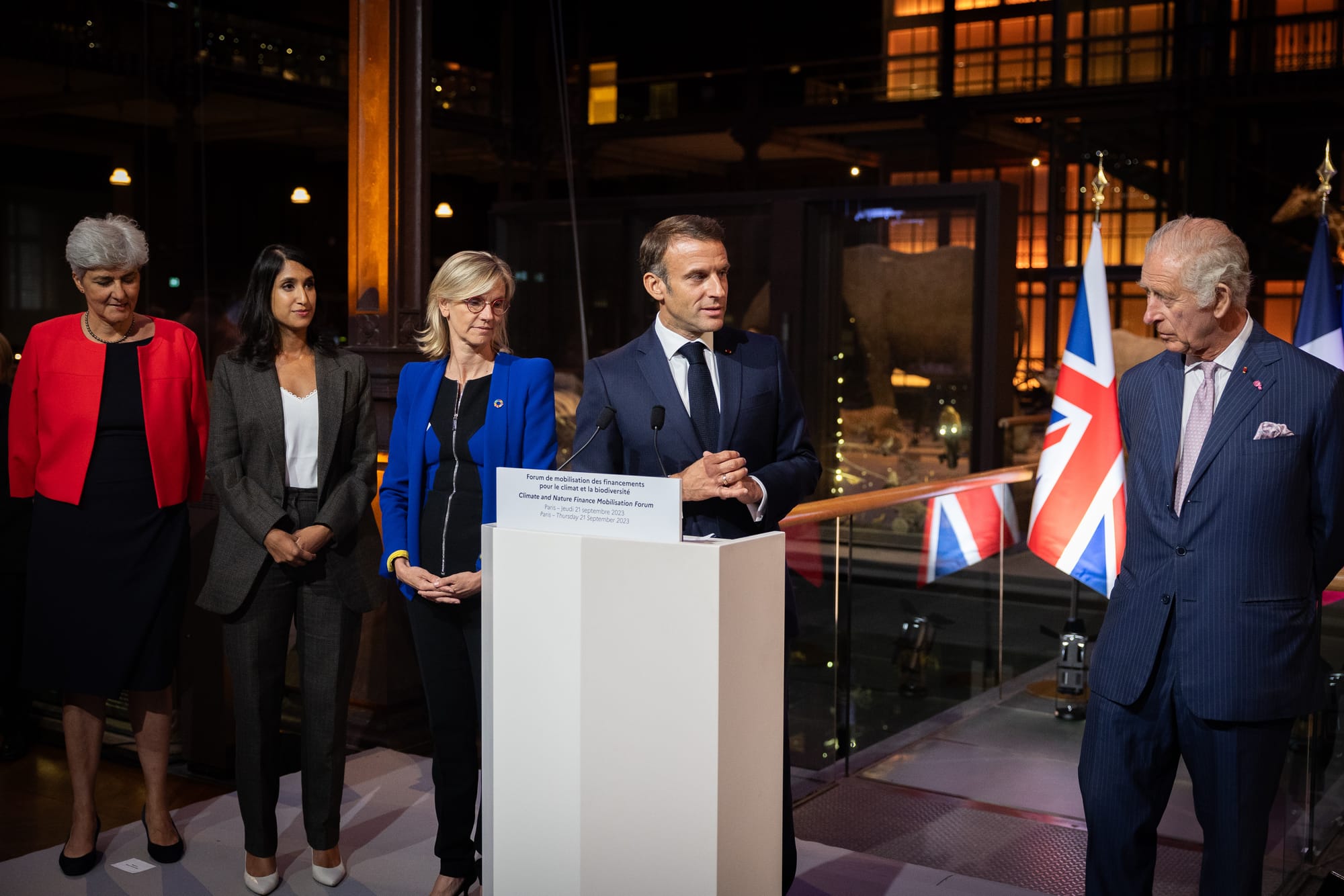 21/09/2023. Paris, France. 21st September 2023 - Rt Hon Claire Coutinho MP, Secretary of State for Energy Security & Net Zero, attends the SV Climate and Nature Finance Mobilisation Forum. His Majesty The King and President Macron were also in attendance at the Natural History Museum, Paris, France. Dan Dennison/ DESNZ