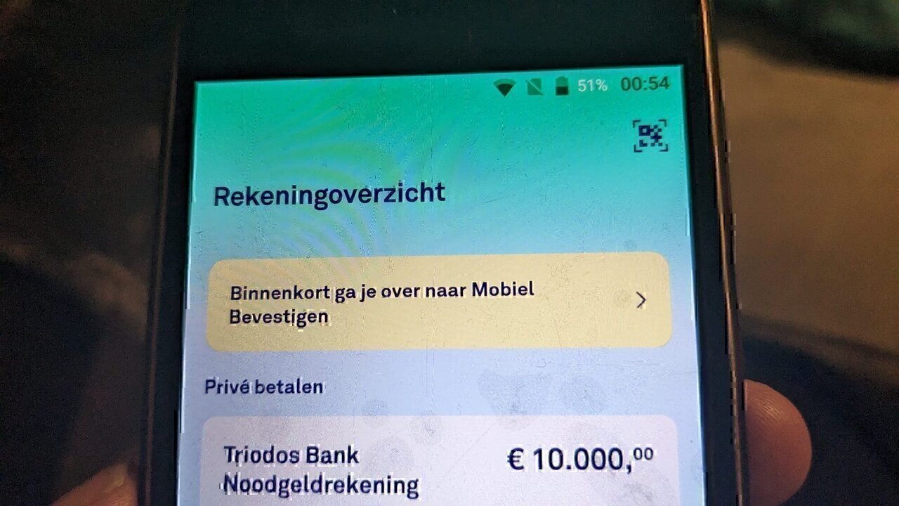 A notice informing people that the Triodos Bank Identifier will be phased out in favour of authentication through the mobile application programme.