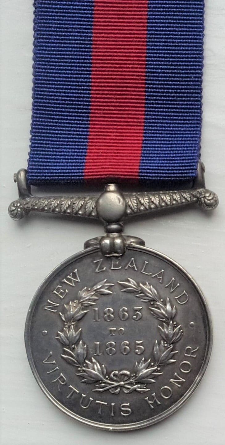 Campaign medal awarded to both British and local New Zelandmilitia for service in the Maori Wars that took place between 1845-1866.