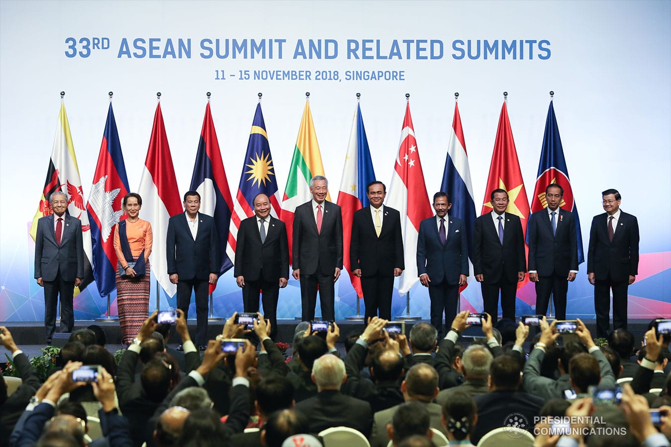 SINGAPORE — President Rodrigo Roa Duterte on Tuesday, November 13, touted the Association of Southeast Asian Nations (ASEAN) for its resilience and determination amid recent calamities.
“The path towards the realization of ASEAN Vision 2025 and our efforts in achieving a rules-based, people-oriented, and people-centered ASEAN Community is constantly being tested. But we continue to prevail,” the President said during his intervention for the 33rd ASEAN Summit working dinner at the Suntec Convention and Exhibition Center.
“In the wake of recent calamities, ASEAN member states have provided full support for each other, showing ASEAN’s resiliency and determination. Indeed, with One ASEAN, there is One Response,” he added.
“Yet, the crucial task of sustaining innovative and inclusive growth remains. We must remain undeterred and focused. ASEAN must continue investing in itself,” he said.
According to the Chief Executive, the Philippines is accelerating infrastructure development to support its growing economy and to address the demands of its increasing population and the challenges of rapid urbanization.
He also urged ASEAN to invest in Micro, Small, and Medium Enterprises (MSMEs) by enabling the sector to participate in the global value chain and production networks.
The President also encouraged the regional grouping to “invest in our people.”
He said the Philippines backs the adoption and notation in the summit of vital documents on migrant workers, persons with disabilities, green jobs for inclusive growth, climate change and biodiversity, among others.
According to the President, ASEAN still faces many threats such as non-traditional security challenges that divide our communities, destroy families, and hold back economic growth.
He said these challenges include terrorism, violent extremism, radicalization, piracy and armed robbery at sea, and trafficking of persons and illicit drugs.
“We need to intensify cooperation and implement previously agreed-upon action plans if we are to address these issues and realize a more peaceful, stable, and secure region,” he said. “The Philippines is prepared to do its part.”
Concerning the situation in the South China Sea, President Duterte conveyed the Philippines’ stance on the matter.
“In our role as Country Coordinator of ASEAN-China Dialogue Relations until 2021, we are committed to work with all concerned parties in the substantive negotiations and early conclusion of an effective Code of Conduct,” he said.
“We likewise reaffirm our commitment to the full and effective implementation of the Declaration on the Conduct of Parties in the South China Sea. This includes the peaceful settlement of disputes, the exercise of self-restraint, and the freedom of navigation and overflight in accordance with international law, especially the 1982 UN Convention on the Law of the Sea,” the President added.
Meanwhile, Duterte said the Philippines welcomes positive developments in recent months in the Korean Peninsula.
“We urge concerned parties to continue working towards the realization of lasting peace and stability, and reiterate our support for the complete, verifiable, and irreversible denuclearization of the Peninsula,” he said.
The President said the Philippines supports ASEAN’s role in providing humanitarian assistance to all affected communities in the Rakhine State, noting that “we must together address the root causes and create a conducive environment for affected communities to rebuild their lives.”
During his intervention, the President also expressed his gratitude to Prime Minister Lee Hsien Loong and the people of Singapore for the “warm hospitality and excellent arrangements.”
Moreover, the President greeted Malaysian Prime Minister Tun Dr. Mahathir Mohamad.

He also took the opportunity to welcome the launching and establishment of the ASEAN Prize. The President was honored by the conferment of the inaugural ASEAN Prize to Erlinda Uy Koe, a Filipina, who works with ASEAN Society Philippines and ASEAN Autism Network that has touched the lives of persons with autism and their families across the region.###PND