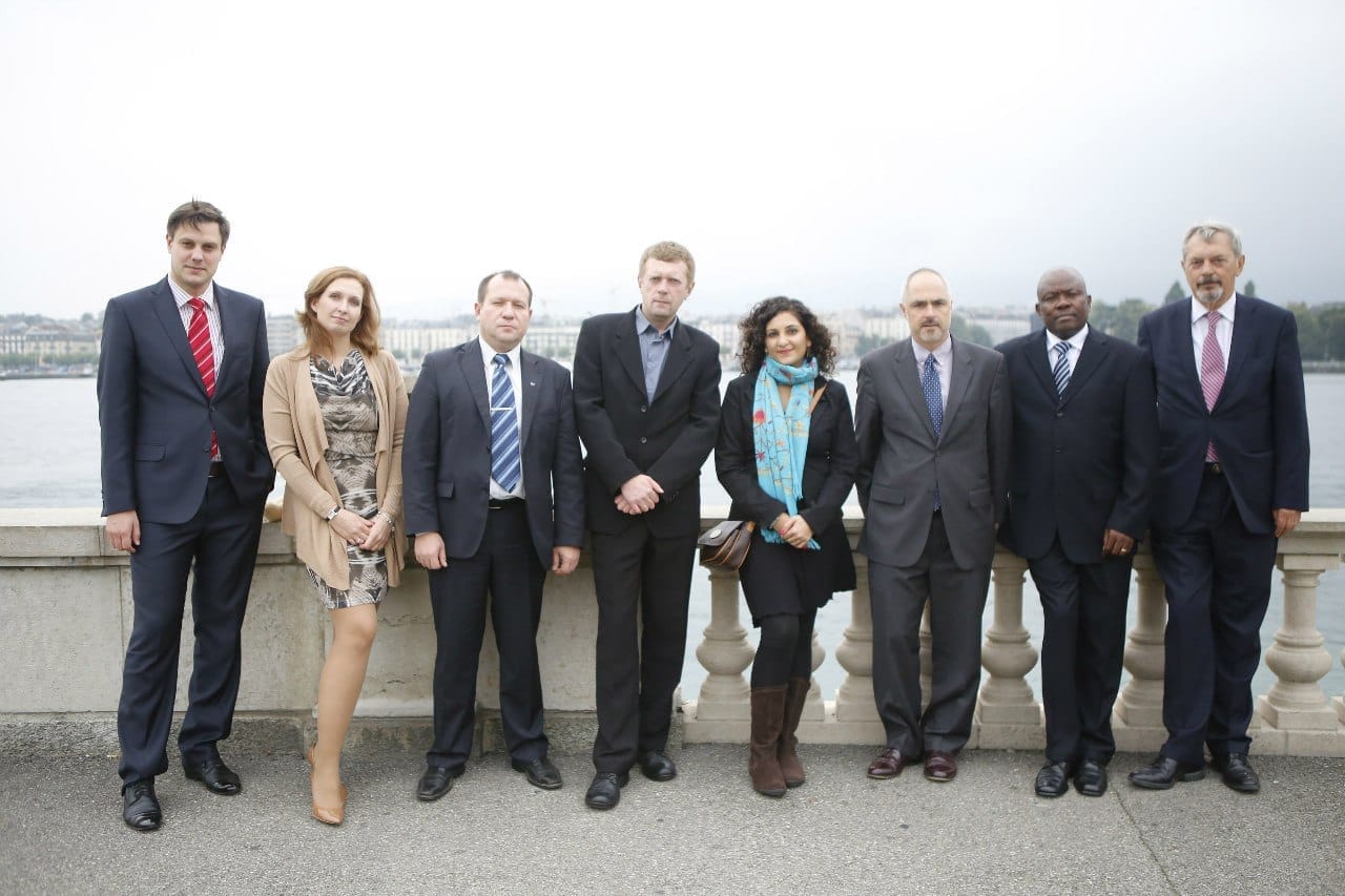 Sadovskaya with the group of human rights defenders on The Martin Ennals Award for Human Rights Defenders in 2013 in Geneva