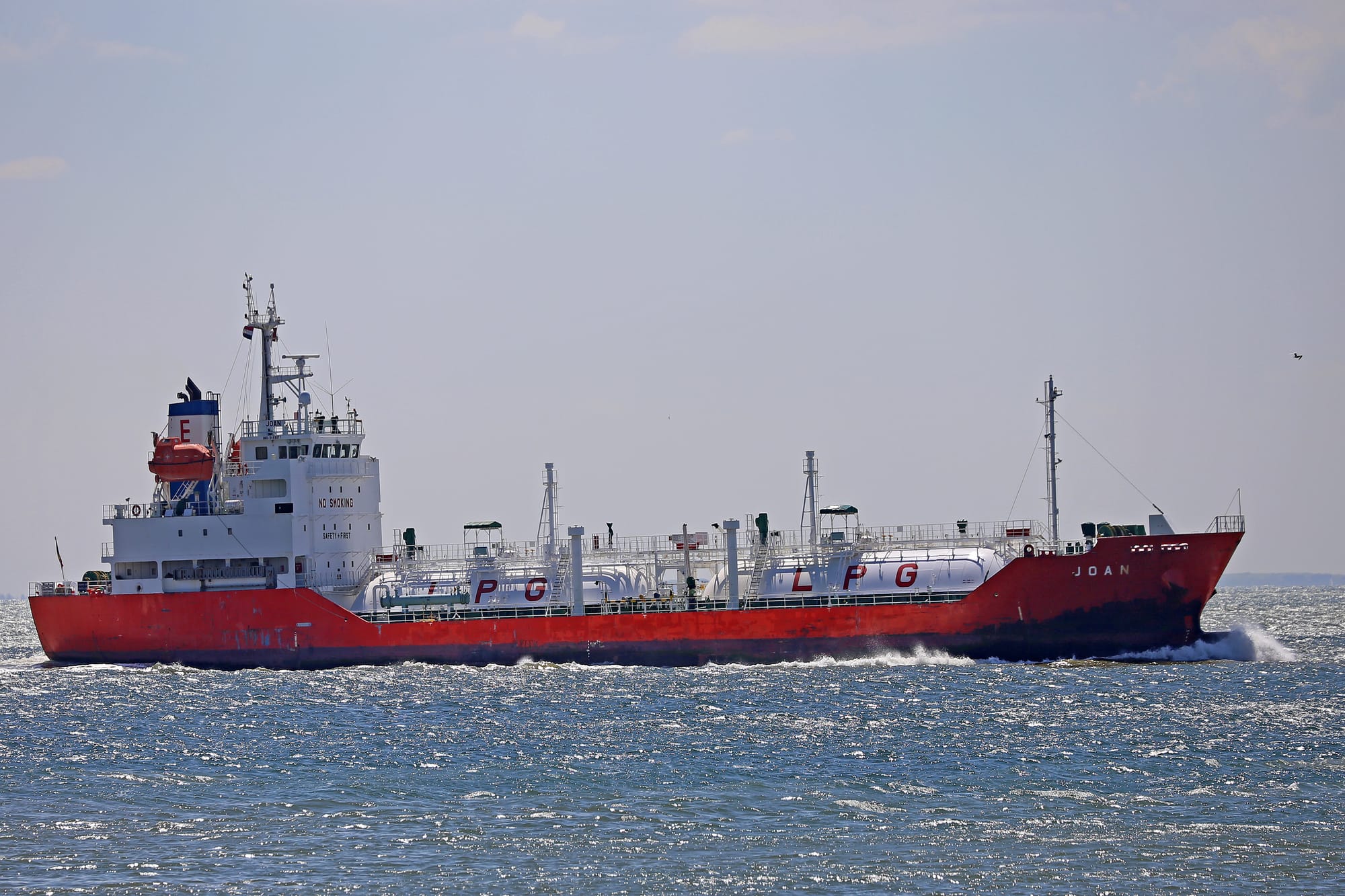 LPG liquid gas tanker JOAN (built in 2009, registered and sailing under the Belgian flag).