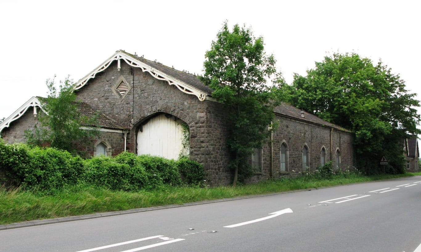The goods shed at the former Axbridge railway station, Somerset, England.  It is now used by a local haulage operator.