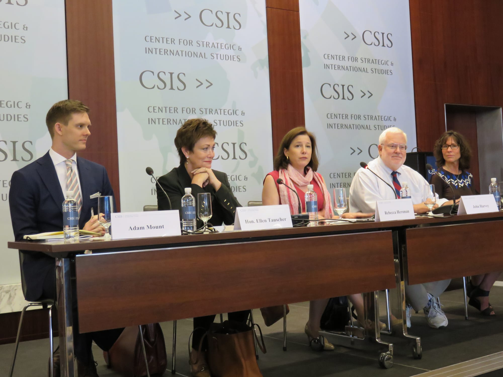 Adam Mount, Ellen O. Tauscher, Rebecca Hersman, John R. Harvey and Kori Schake at the Center for Strategic and International Studies, Project on Nuclear Issues and Ploughshares Fund panel discussion, "Debate: U.S. Nuclear Weapon Modernization", Washington, D.C., 29 June 2017 https://www.csis.org/events/debate-us-nuclear-weapon-modernization
