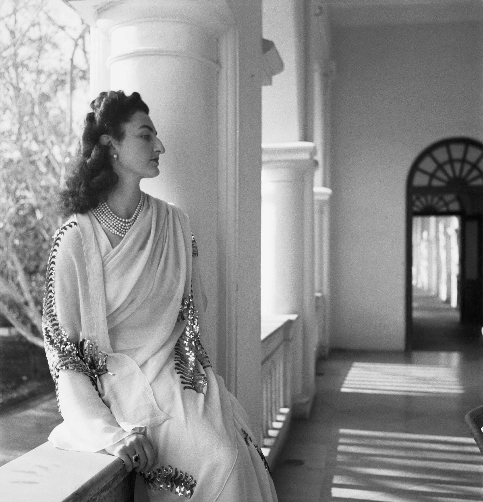 Cecil Beaton Photographs- Political and Military Personalities
Political Personalities: Three quarter length portrait of Princess Durri Shehvar Berar, only daughter of the former Sultan of Turkey, photographed wearing a jewelled sari in India.