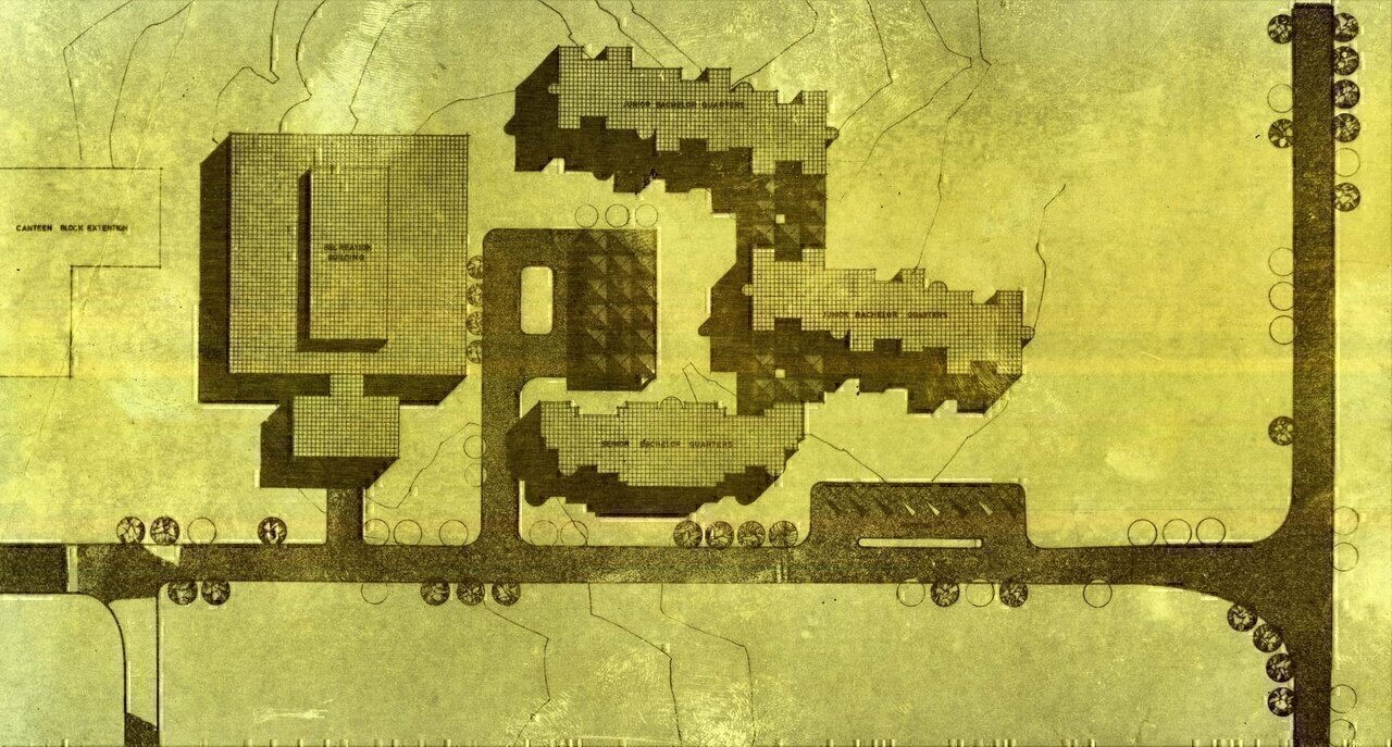 Dariush Borbor, (Architect and Urban Planner), Urban Design, Neighbourhood Site Plan, Iran Pan American Oil Co., Kharg Island, Persian Gulf, 1968