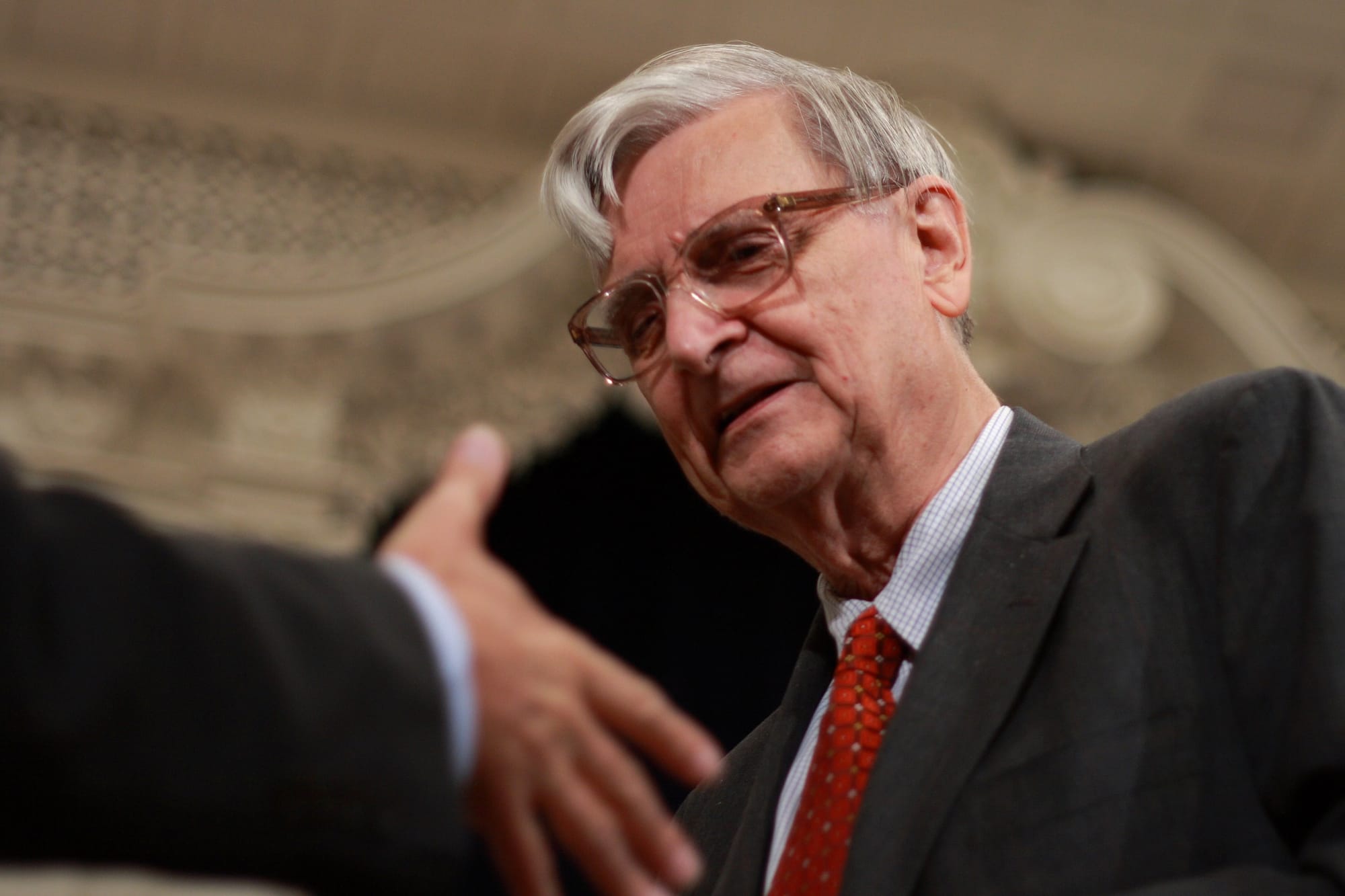 Biologist and conservationist Edward O. Wilson at "fireside chat" at Yale University, at which he was awarded the Addison Emery Verrill Medal from the Peabody Museum of Natural History.