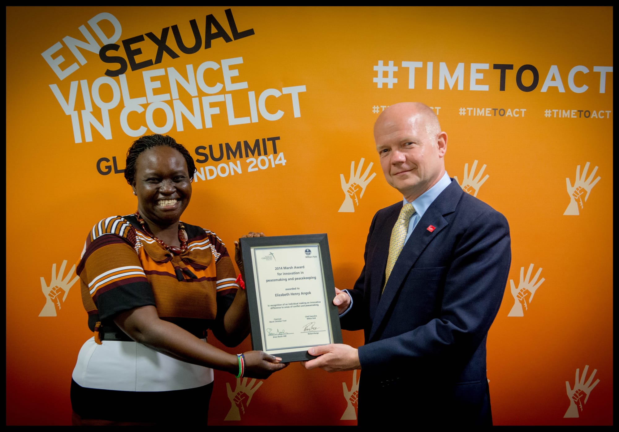 Image ©Licensed to i-Images Picture Agency. 10/06/2014. London, United Kingdom. Former Foreign Secretary William Hague and Angelina Jolie hold the End Sexual Violence in Conflict at the Excel Centre in East London, Picture by Andrew Parsons / i-Images/ Crown Copyright
