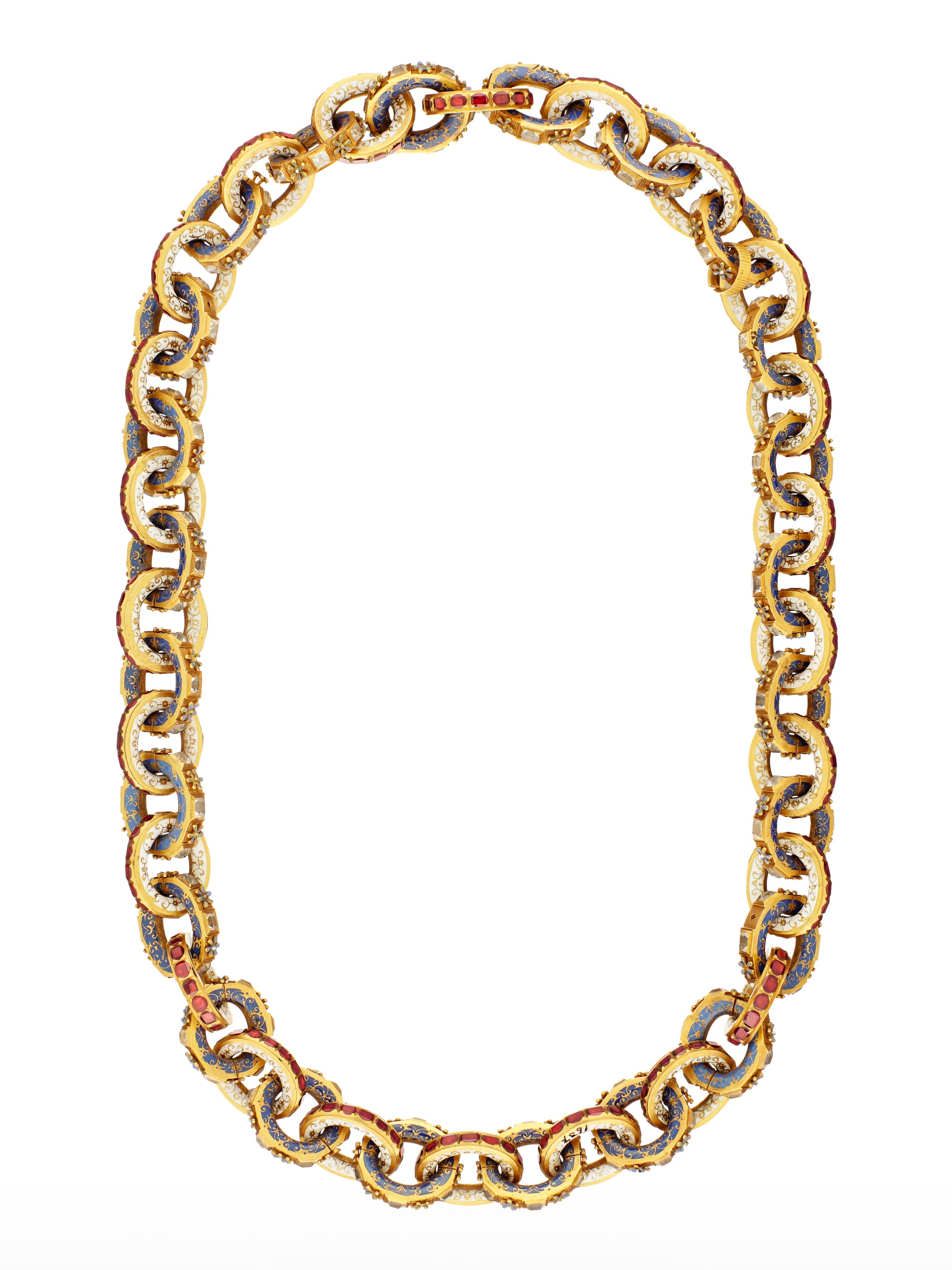 Note:  For documentary purposes the original description has been retained. Factual corrections and alternative descriptions are encouraged separately from the original description.Guldkedja från 1500-talets slut.
Nyckelord: Smycke, Halsband, Guld, Föremålsbild