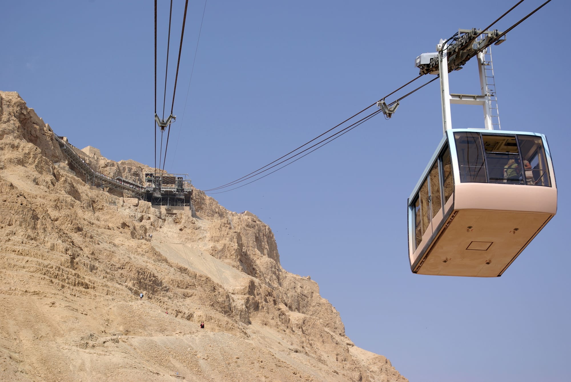 Photo of the aereal Ropeway leading to Masada in Israel.