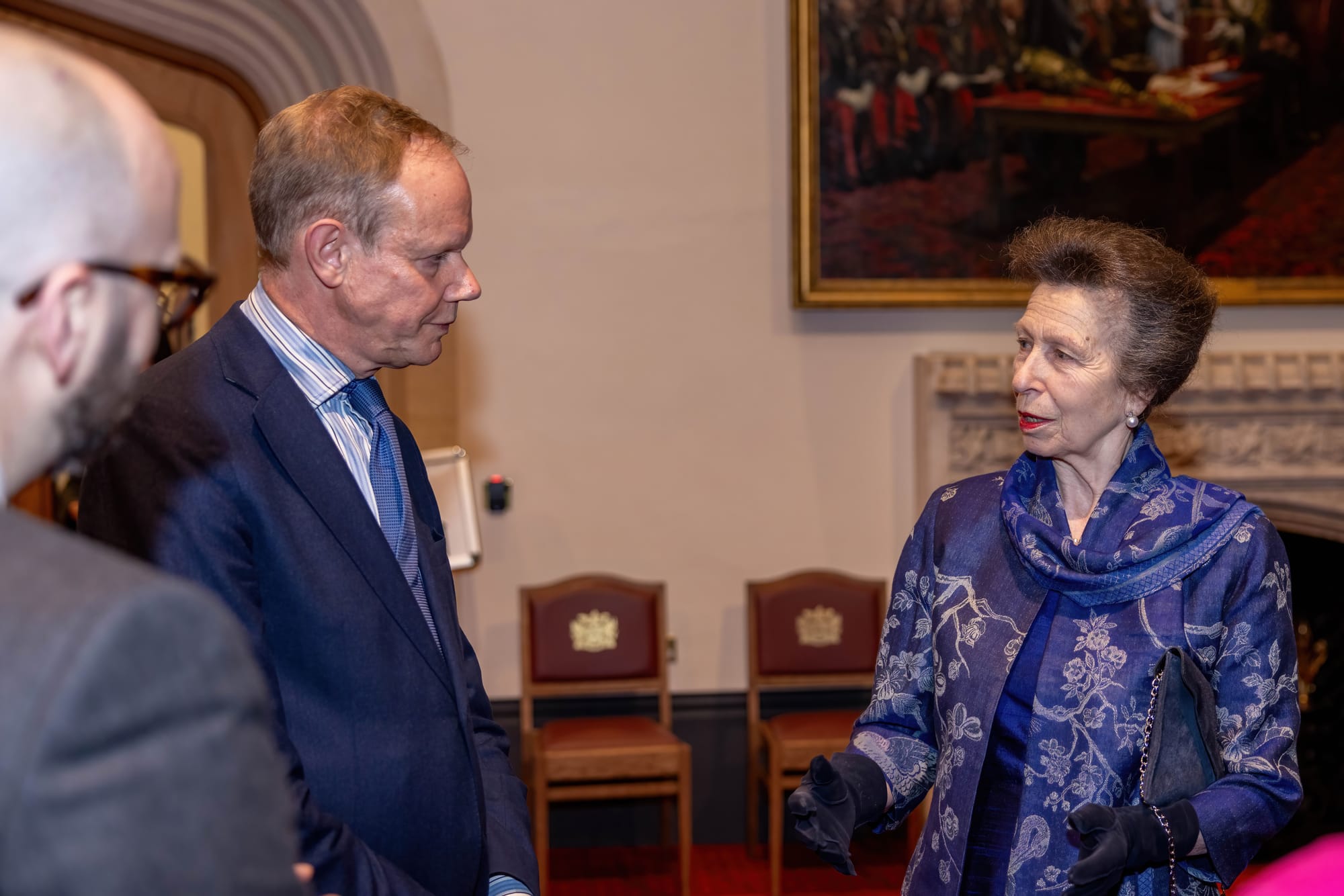 10/03/2024 HRH the Princess Royal and Home Office Permanent Secretary Sir Matthew Rycroft at the pre-summit reception for the first ever Global Fraud Summit in London.
Picture by Brandon Hattiloney - Home Office