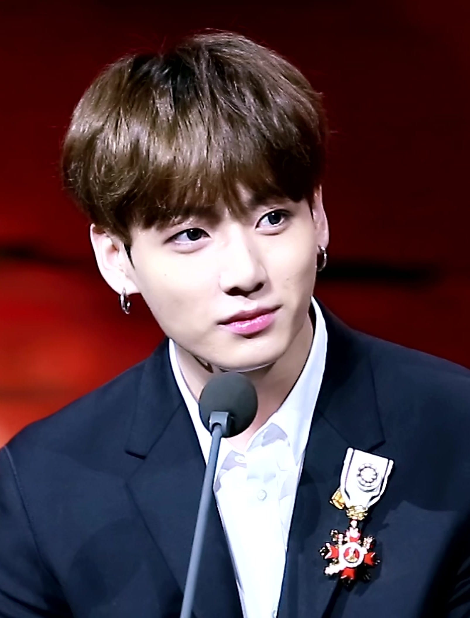 Jeon Jung-kook accepting the Order of Cultural Merit, 24 October 2018