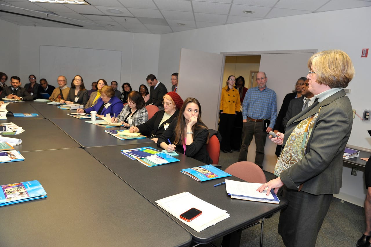 NSF Director Subra Suresh discussed the president's fiscal year 2013 budget request of $7.373 billion for the agency at a budget briefing on February 13, 2012. The figure is an increase of $340 million, or 4.8 percent over the FY 12 estimated level. "This investment in science and engineering reflects an increase in core research funding and moves our nation forward by connecting the science and engineering enterprise with potential economic, societal and educational benefits in areas critical to job creation and a growing economy," Suresh told the audience. Judy Gan, director of NSF's Office of Legislative and Public Affairs was the moderator for the briefing that was attended by agency leadership and staff, invited guests, the media and the public. The briefing was broadcast to several overflow rooms, including one that featured a sign language interpreter. Following the agency briefing, NSF's assistant directors and office heads held breakout sessions. For example, Joan Ferrini-Mundy, assistant director for education and human resources, detailed the budget request as it related to the EHR directorate. For more information about the budget briefing, see the news release. The archived webcast is also available. 
Credit:  Sandy Schaeffer for NSF 

Visit NSF’s Multimedia Gallery, at www.nsf.gov/news/mmg, for more images, and for video.