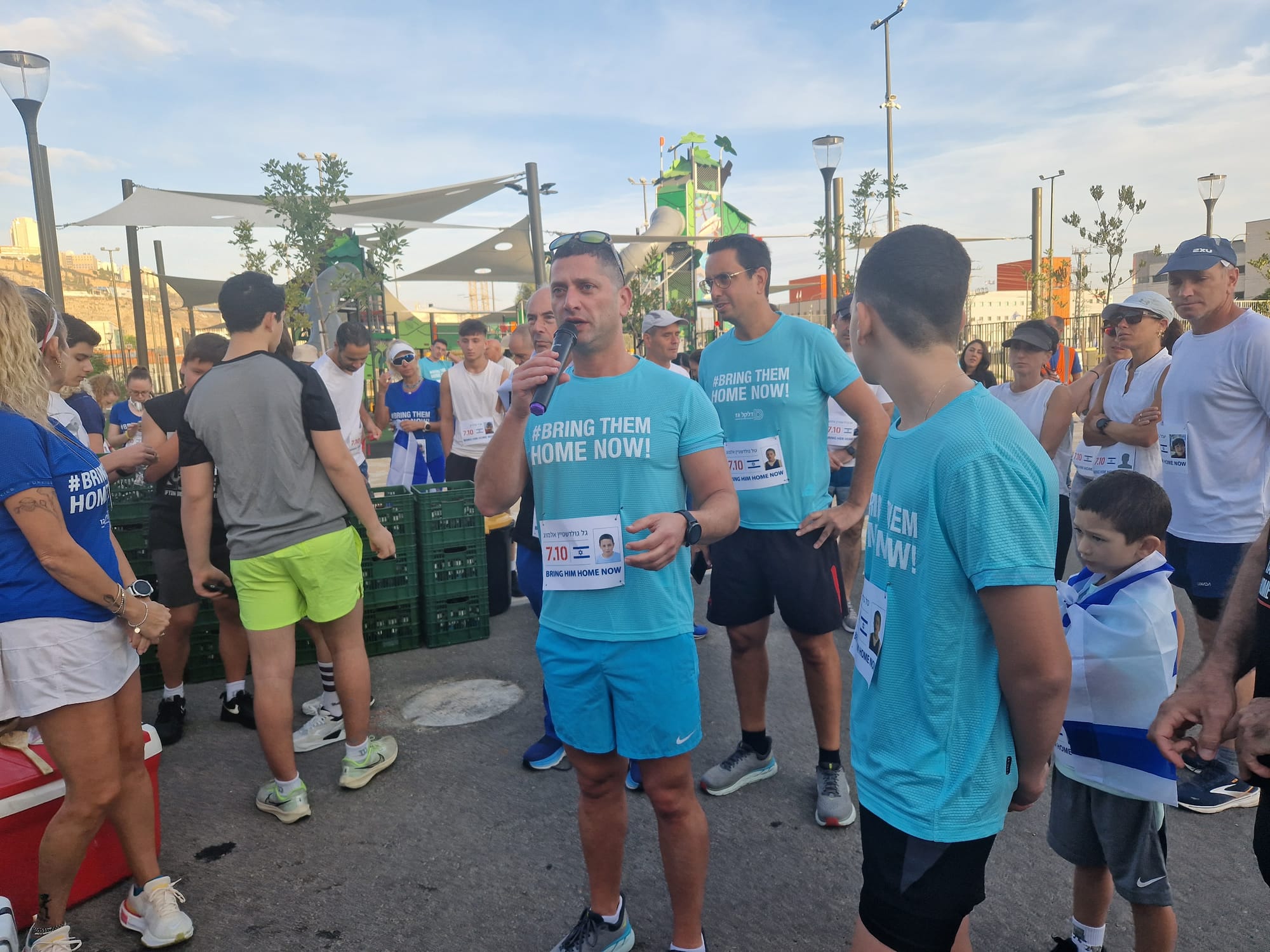 Roi Levi mayor of Nesher in the race in Nesher for those abducted by Hamas to Gaza in order to strengthen the families and not forget them for a moment. Also participating in the event was Omri Almog whose sister from the Goldstein family from Kfar Aza was kidnapped by Hamas to Gaza along with her three children, her eldest daughter and her husband were murdered
The race was done with the hashtag #BringThemHomeNow

https://www.ynet.co.il/news/article/bkak200dga