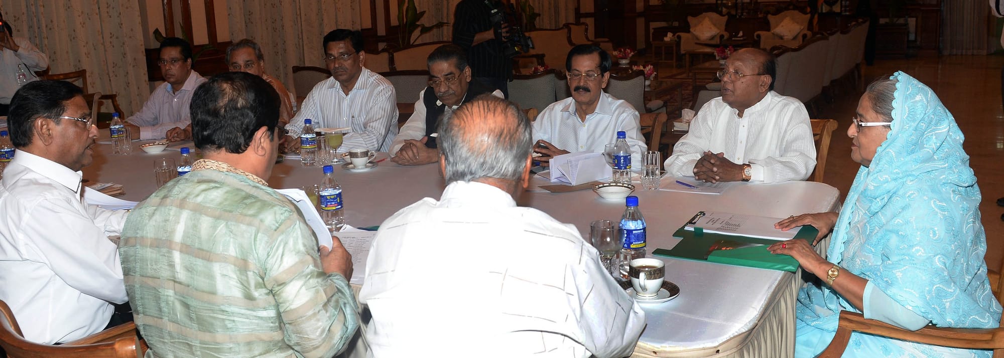 Sheikh Hasina, the Prime Minister and President of Bangladesh Awami League, presided over a nomination-related meeting for local government elections on Sunday, March 13, at Ganabhaban in Dhaka. - PID