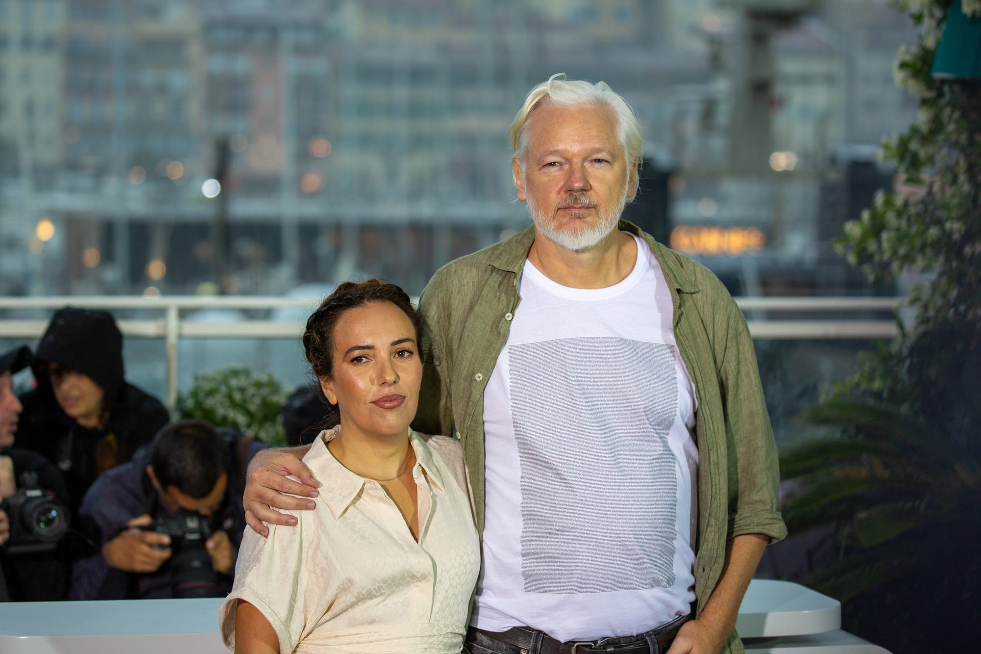 Stella Assange and Julian Assange at 2025 Cannes The Six Billion Dollar Man Photocall