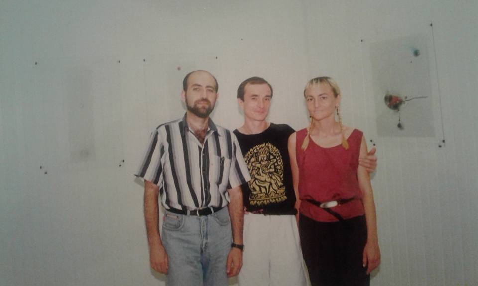 Opening of Temo Svirely's solo exhibition 'Letter to a Friend' at the M Gallery, June 1998, Kyiv, Ukraine.