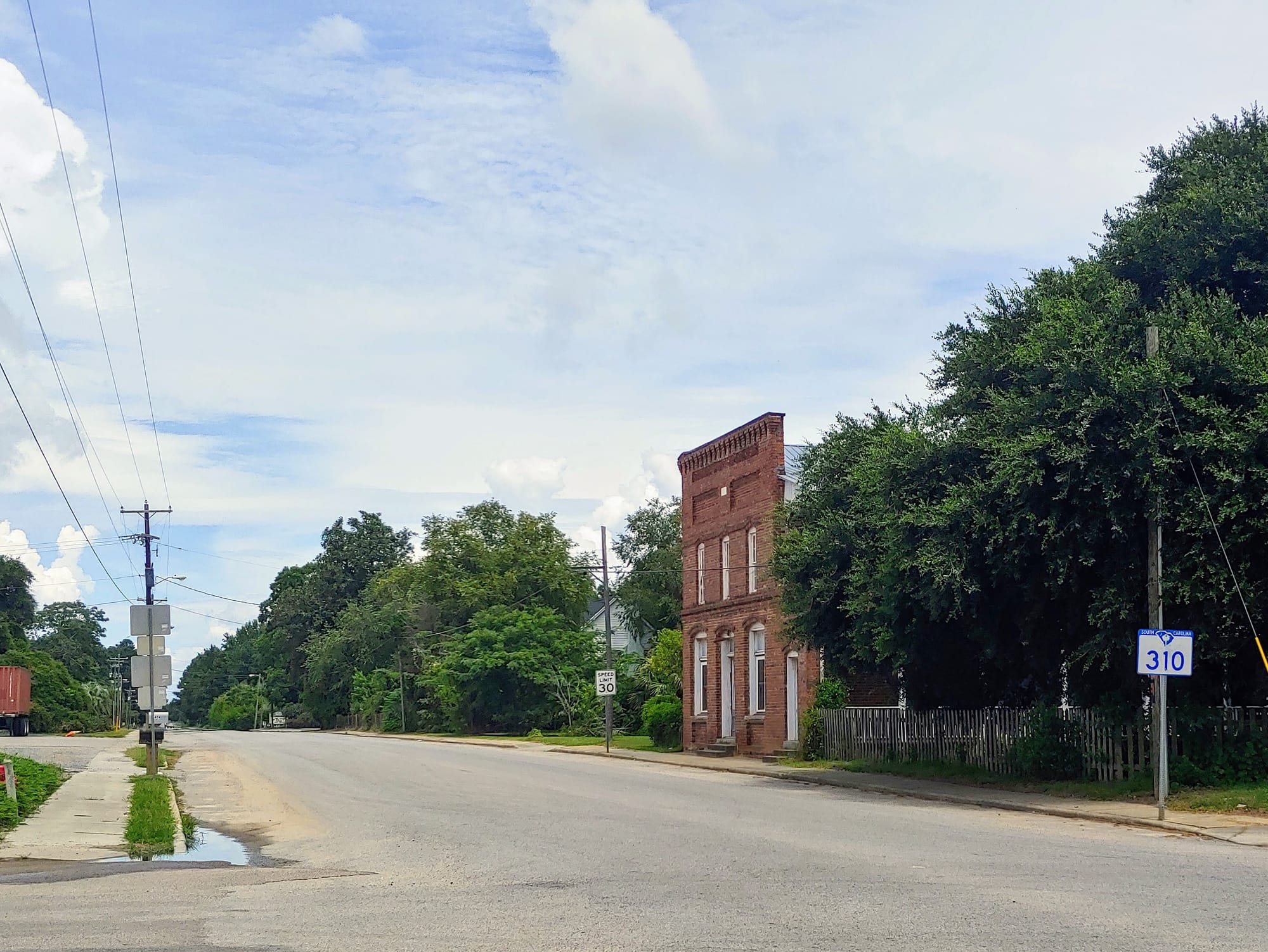 Photo of Vance, SC at the intersection of State Road 210 (Vance Rd) and SR 310 (Camden Rd).