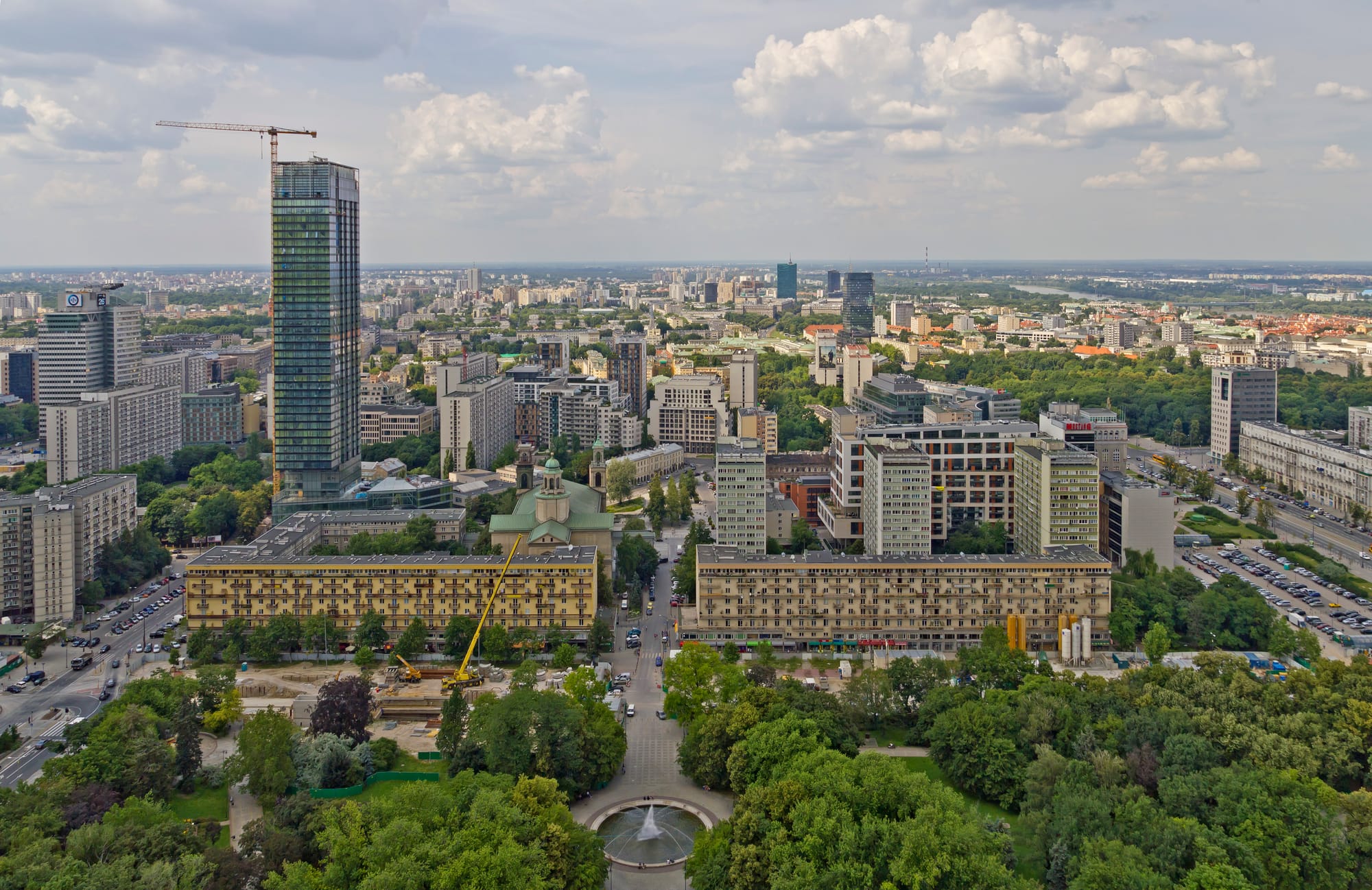 View from the viewing desk of the Palace of Culture and Science in Warsaw (Poland)